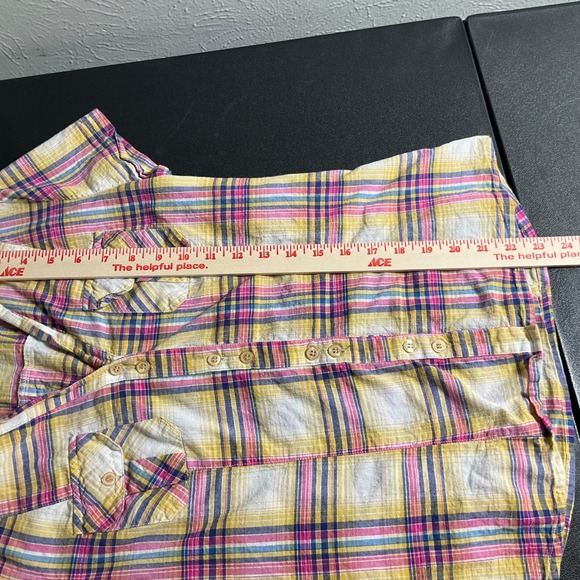 Wet Seal Top‎ Womens Sz M Plaid Button Up Short Sleeve Shirt Y2K Vtg Retro - Picture 8 of 9